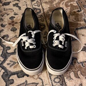 Vans Black Canvas Shoes with White Accents